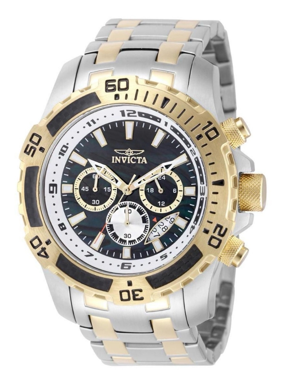 Invicta Pro diver Two-Tone Gold  Steel Men's Chronograph Watch with Abalone Dial